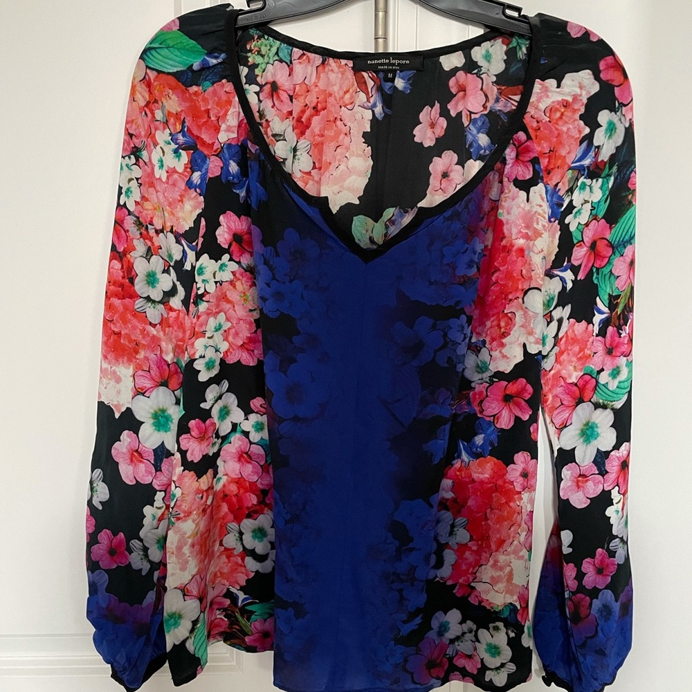NANETTE LEPORE Silk Floral Blouse